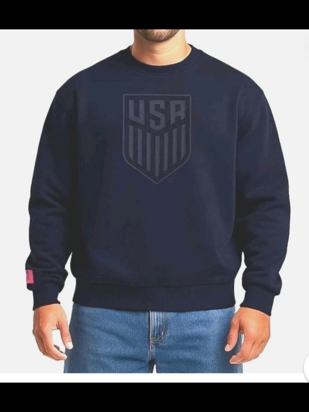 Icon Sports Mens Size Medium U.S. Soccer Navy Puff Ink Crewneck Sweatshirt